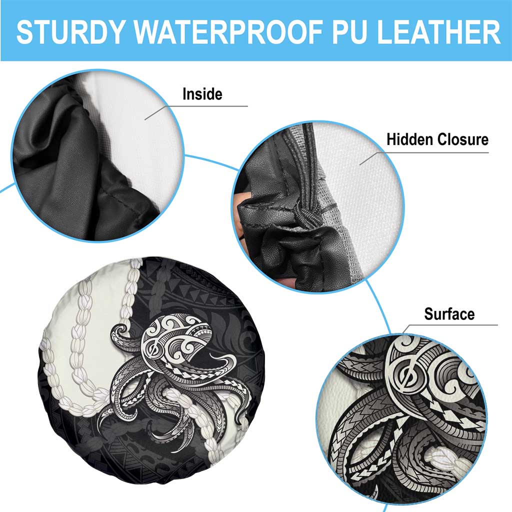 Black Polynesia Tribal Octopus Tattoo Spare Tire Cover Pikake Lei Polynesian Pattern LT14 - Polynesian Pride