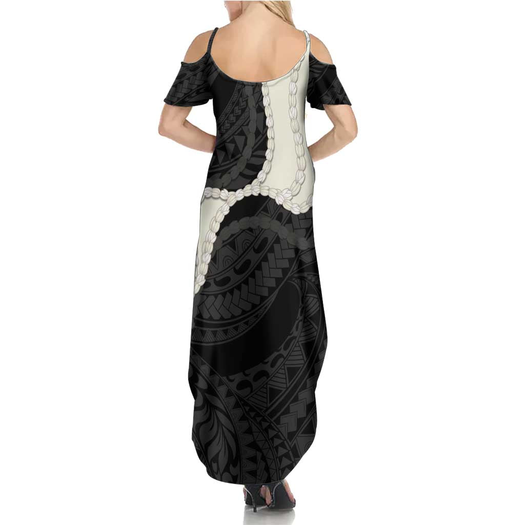 Black Polynesia Tribal Octopus Tattoo Summer Maxi Dress Pikake Lei Polynesian Pattern