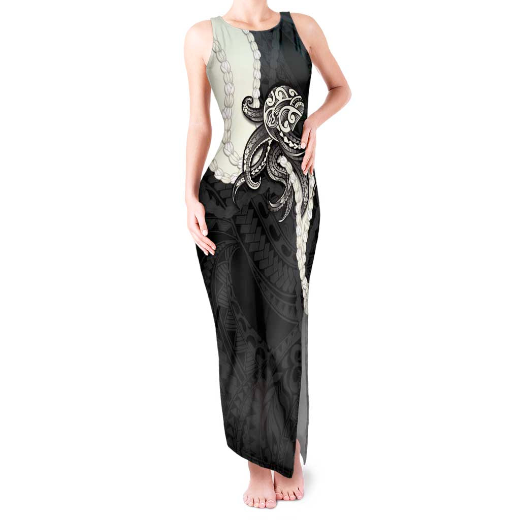 Black Polynesia Tribal Octopus Tattoo Tank Maxi Dress Pikake Lei Polynesian Pattern LT14 Women Black - Polynesian Pride