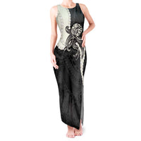 Black Polynesia Tribal Octopus Tattoo Tank Maxi Dress Pikake Lei Polynesian Pattern LT14 Women Black - Polynesian Pride