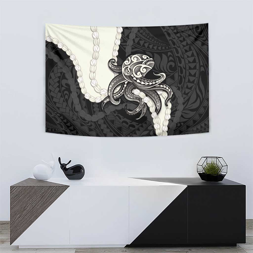 Black Polynesia Tribal Octopus Tattoo Tapestry Pikake Lei Polynesian Pattern LT14 - Polynesian Pride
