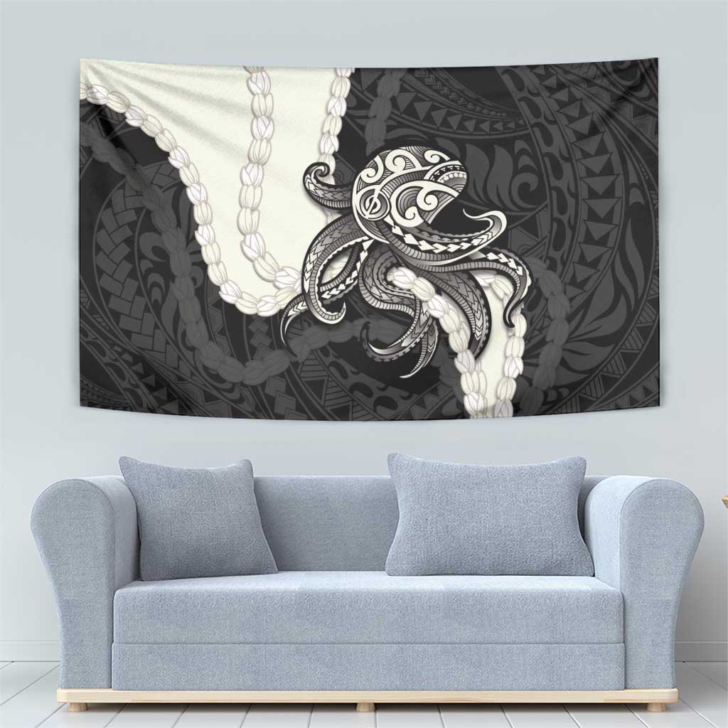 Black Polynesia Tribal Octopus Tattoo Tapestry Pikake Lei Polynesian Pattern LT14 - Polynesian Pride