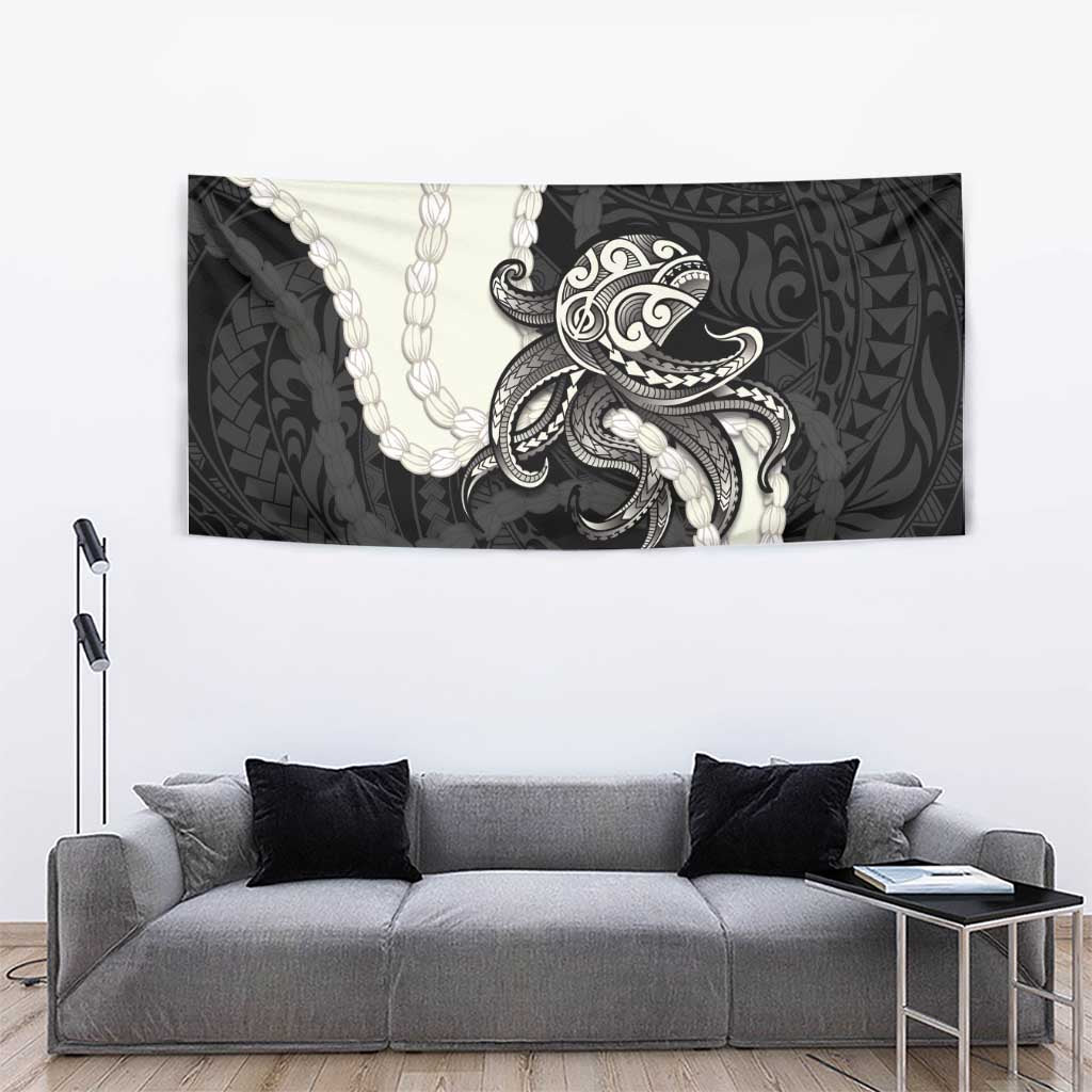 Black Polynesia Tribal Octopus Tattoo Tapestry Pikake Lei Polynesian Pattern LT14 - Polynesian Pride