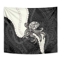 Black Polynesia Tribal Octopus Tattoo Tapestry Pikake Lei Polynesian Pattern LT14 - Polynesian Pride