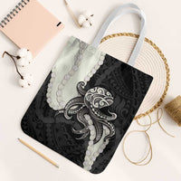 Black Polynesia Tribal Octopus Tattoo Tote Bag Pikake Lei Polynesian Pattern