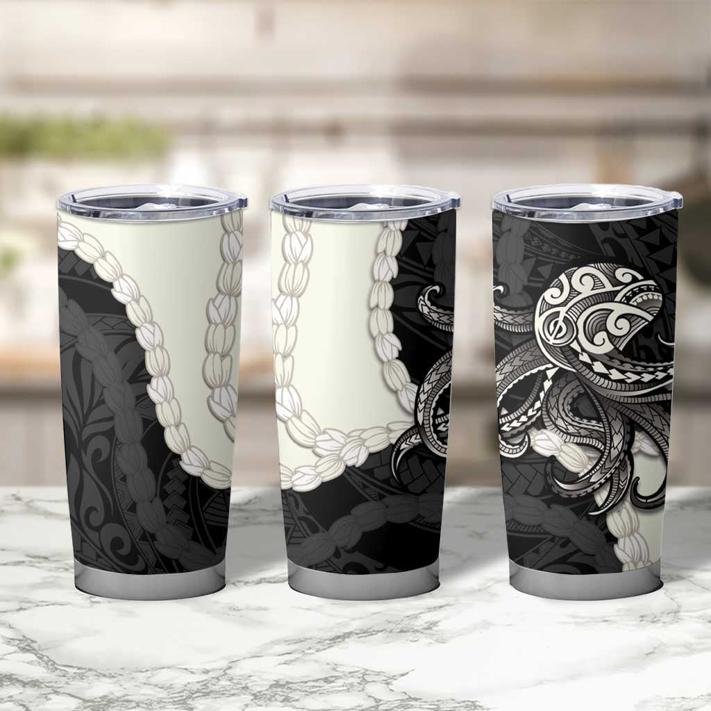 Black Polynesia Tribal Octopus Tattoo Tumbler Cup Pikake Lei Polynesian Pattern LT14 - Polynesian Pride