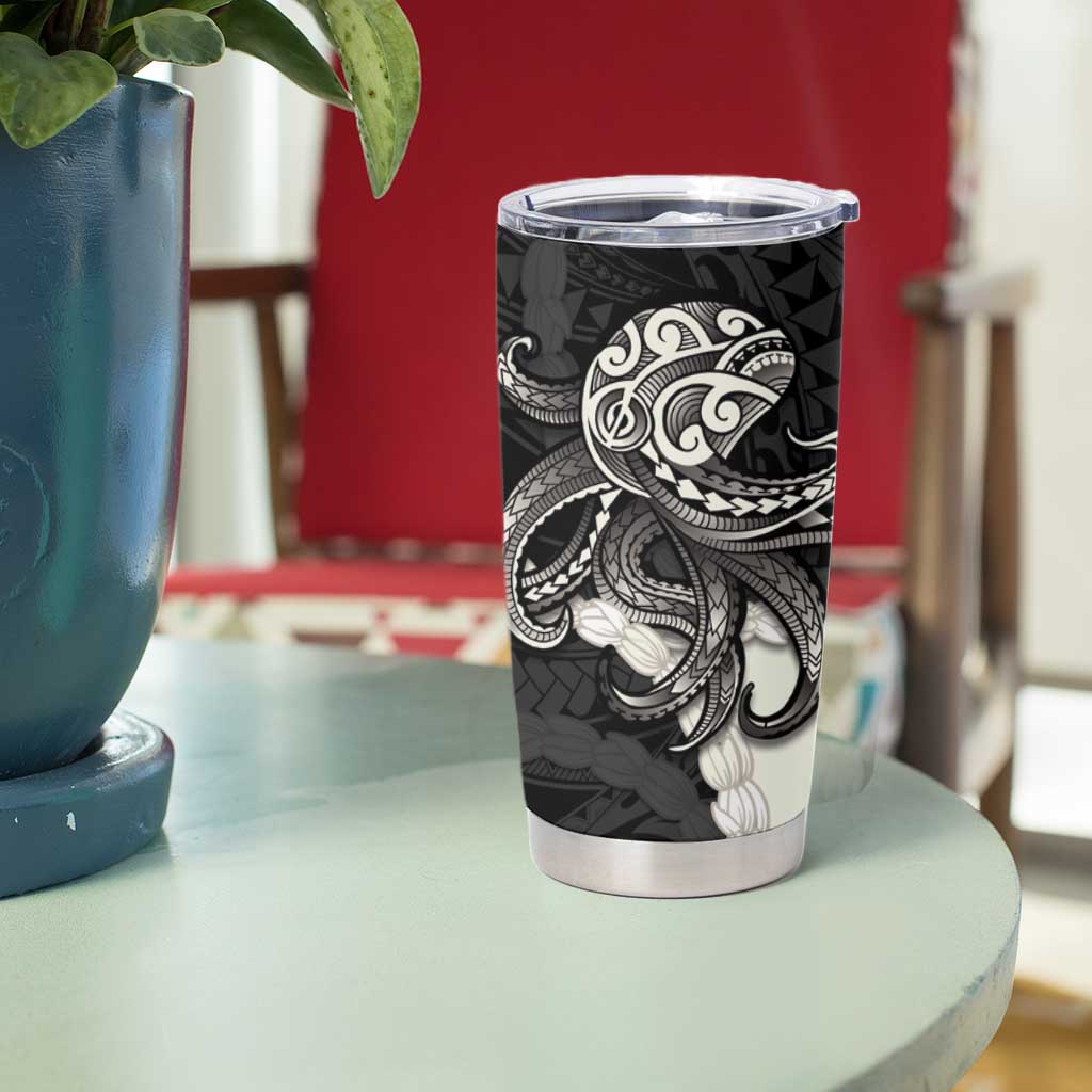 Black Polynesia Tribal Octopus Tattoo Tumbler Cup Pikake Lei Polynesian Pattern LT14 - Polynesian Pride