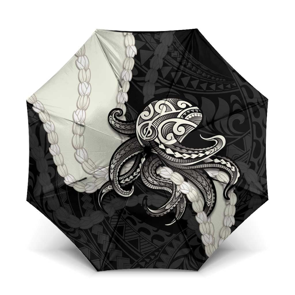 Black Polynesia Tribal Octopus Tattoo Umbrella Pikake Lei Polynesian Pattern LT14 One Size Folded 11.42 inch Opened Diameter 37.4 inch Black - Polynesian Pride