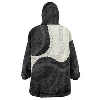 Black Polynesia Tribal Octopus Tattoo Wearable Blanket Hoodie Pikake Lei Polynesian Pattern LT14 - Polynesian Pride