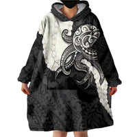 Black Polynesia Tribal Octopus Tattoo Wearable Blanket Hoodie Pikake Lei Polynesian Pattern LT14 - Polynesian Pride