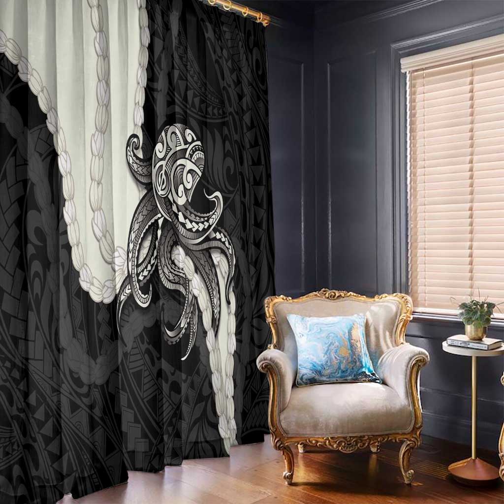 Black Polynesia Tribal Octopus Tattoo Window Curtain Pikake Lei Polynesian Pattern LT14 - Polynesian Pride