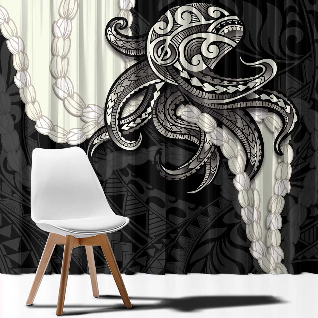 Black Polynesia Tribal Octopus Tattoo Window Curtain Pikake Lei Polynesian Pattern LT14 - Polynesian Pride