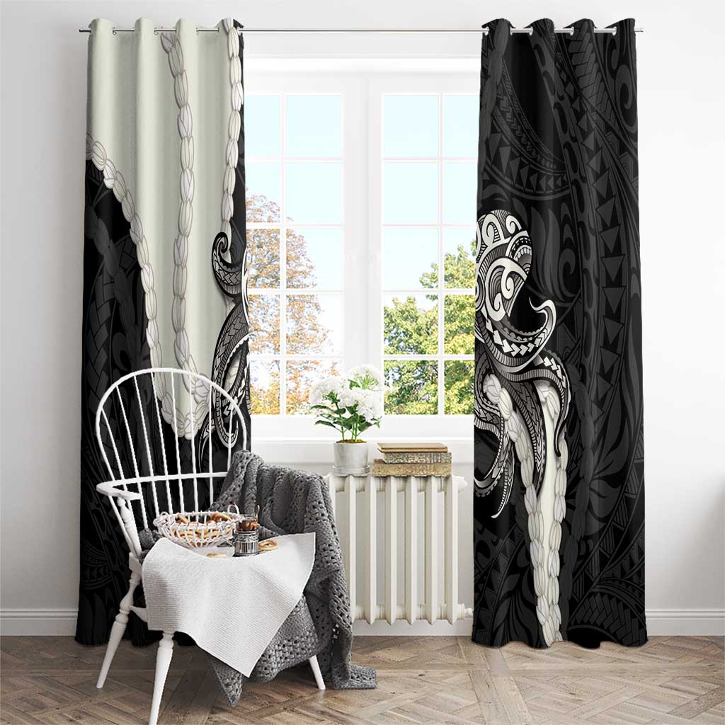 Black Polynesia Tribal Octopus Tattoo Window Curtain Pikake Lei Polynesian Pattern LT14 - Polynesian Pride