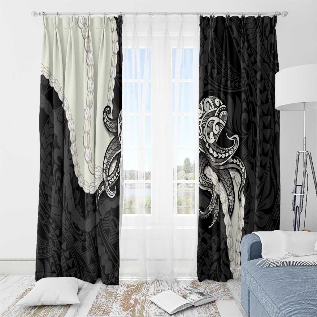Black Polynesia Tribal Octopus Tattoo Window Curtain Pikake Lei Polynesian Pattern LT14 - Polynesian Pride