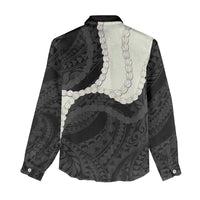 Black Polynesia Tribal Octopus Tattoo Women Casual Shirt Pikake Lei Polynesian Pattern LT14 - Polynesian Pride