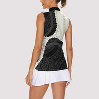 Black Polynesia Tribal Octopus Tattoo Women Sleeveless Polo Shirt Pikake Lei Polynesian Pattern LT14 - Polynesian Pride