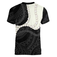 Black Polynesia Tribal Octopus Tattoo Women V-Neck T-Shirt Pikake Lei Polynesian Pattern LT14 - Polynesian Pride