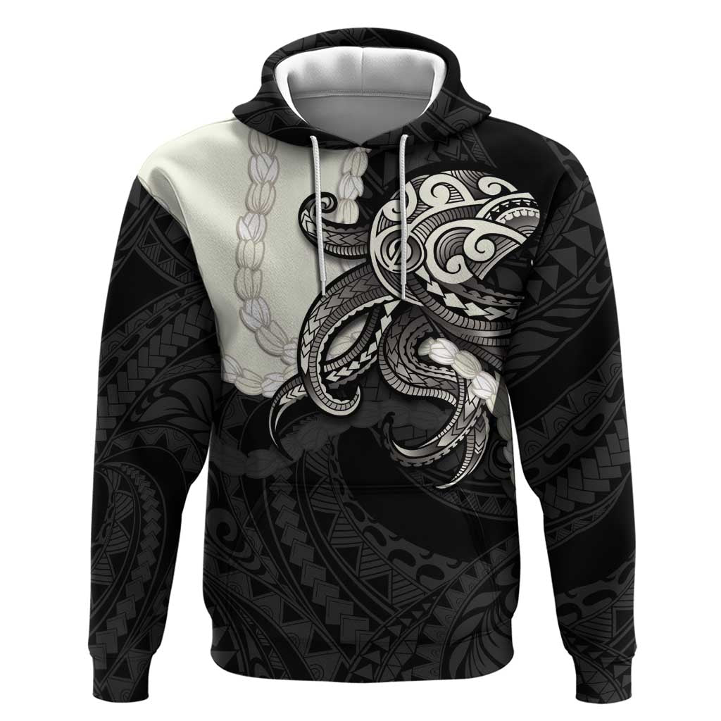 Black Polynesia Tribal Octopus Tattoo Zip Hoodie Pikake Lei Polynesian Pattern LT14 Pullover Hoodie Black - Polynesian Pride