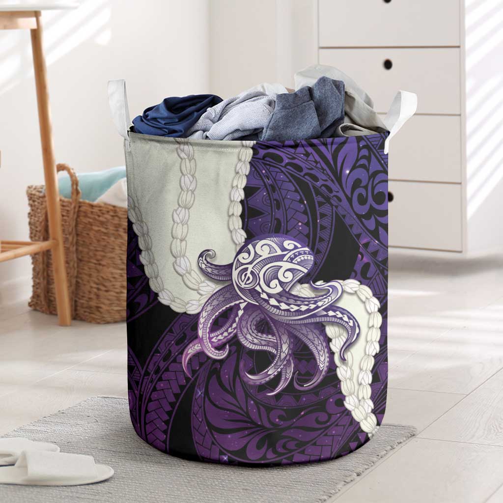 Purple Galaxy Polynesia Tribal Octopus Tattoo Laundry Basket Pikake Lei Polynesian Pattern LT14 Purple - Polynesian Pride