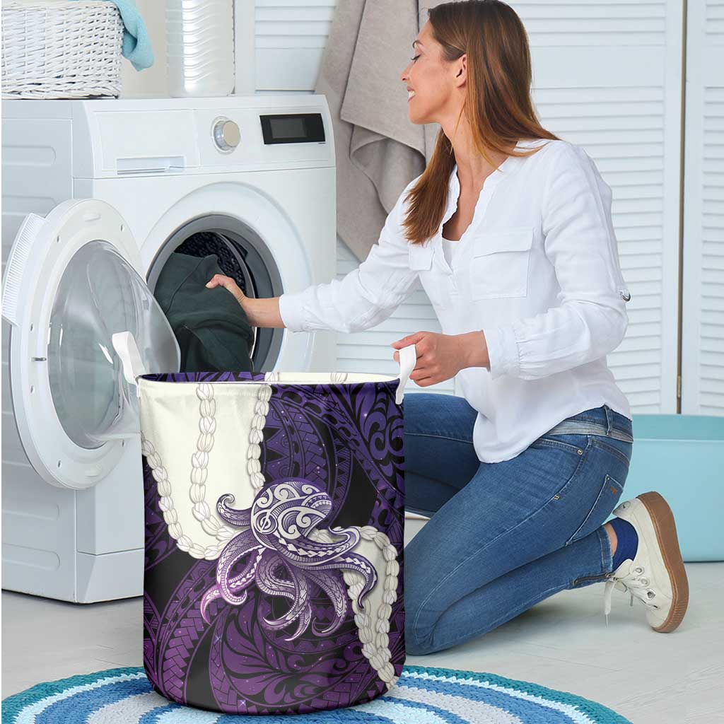 Purple Galaxy Polynesia Tribal Octopus Tattoo Laundry Basket Pikake Lei Polynesian Pattern LT14 - Polynesian Pride