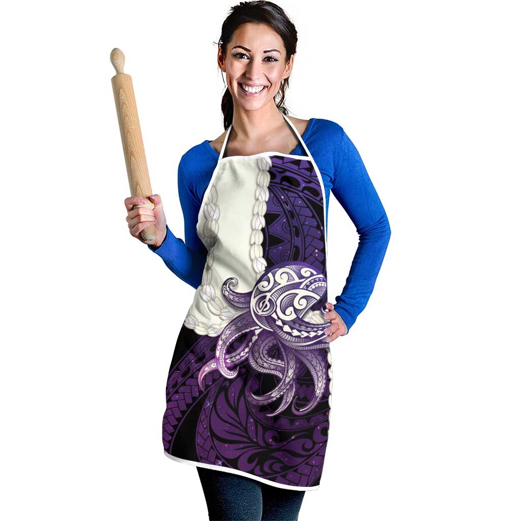 Purple Galaxy Polynesia Tribal Octopus Tattoo Apron Pikake Lei Polynesian Pattern