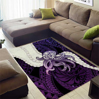Purple Galaxy Polynesia Tribal Octopus Tattoo Area Rug Pikake Lei Polynesian Pattern
