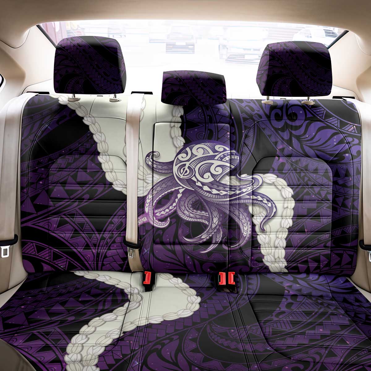 Purple Galaxy Polynesia Tribal Octopus Tattoo Back Car Seat Cover Pikake Lei Polynesian Pattern LT14 - Polynesian Pride
