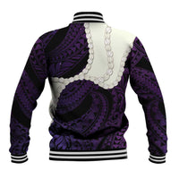 Purple Galaxy Polynesia Tribal Octopus Tattoo Baseball Jacket Pikake Lei Polynesian Pattern LT14 - Polynesian Pride