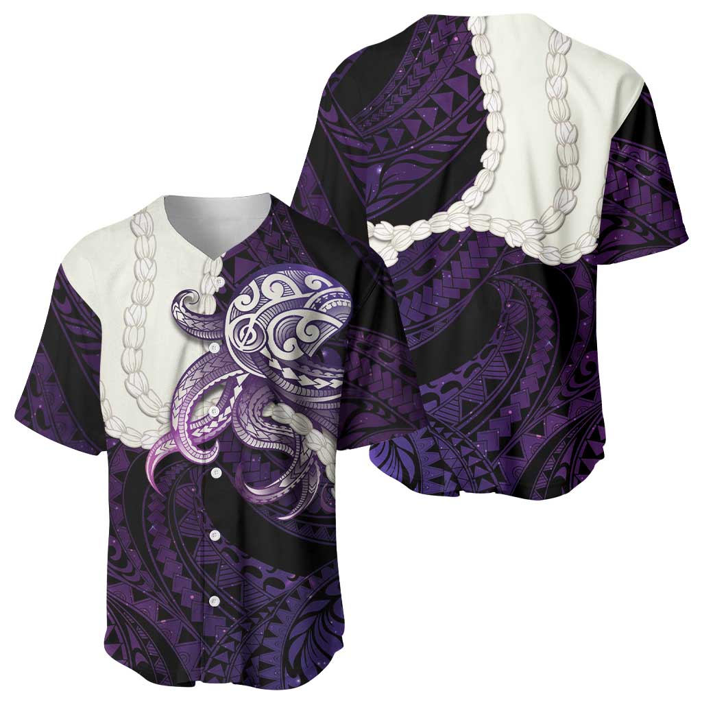 Purple Galaxy Polynesia Tribal Octopus Tattoo Baseball Jersey Pikake Lei Polynesian Pattern LT14 - Polynesian Pride