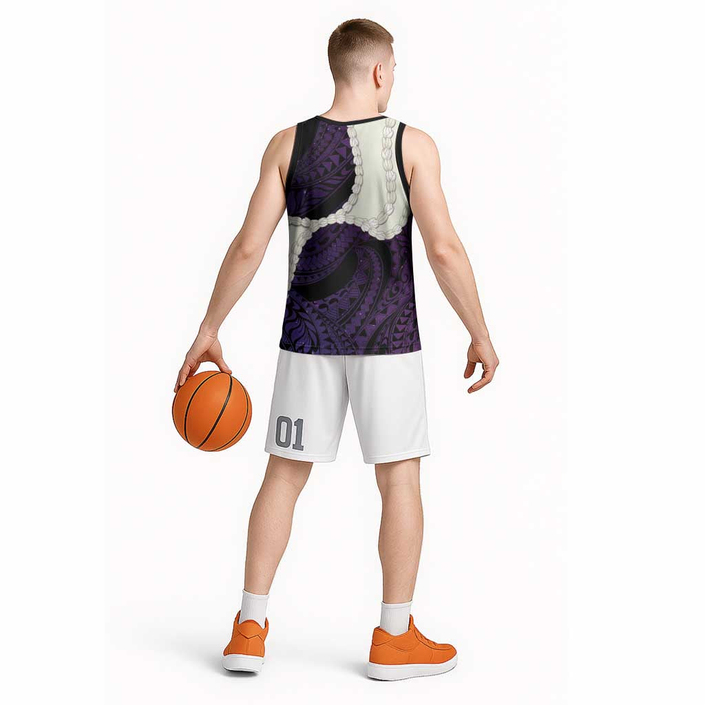 Purple Galaxy Polynesia Tribal Octopus Tattoo Basketball Jersey Pikake Lei Polynesian Pattern LT14 - Polynesian Pride