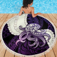 Purple Galaxy Polynesia Tribal Octopus Tattoo Beach Blanket Pikake Lei Polynesian Pattern LT14 - Polynesian Pride