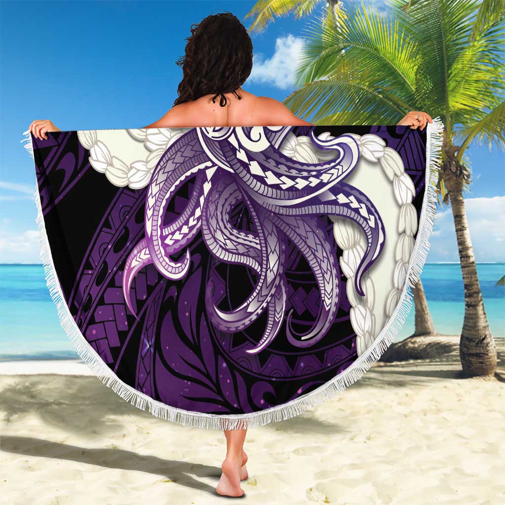 Purple Galaxy Polynesia Tribal Octopus Tattoo Beach Blanket Pikake Lei Polynesian Pattern LT14 - Polynesian Pride