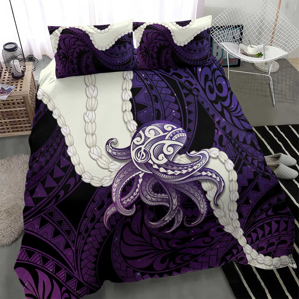 Purple Galaxy Polynesia Tribal Octopus Tattoo Bedding Set Pikake Lei Polynesian Pattern LT14 - Polynesian Pride