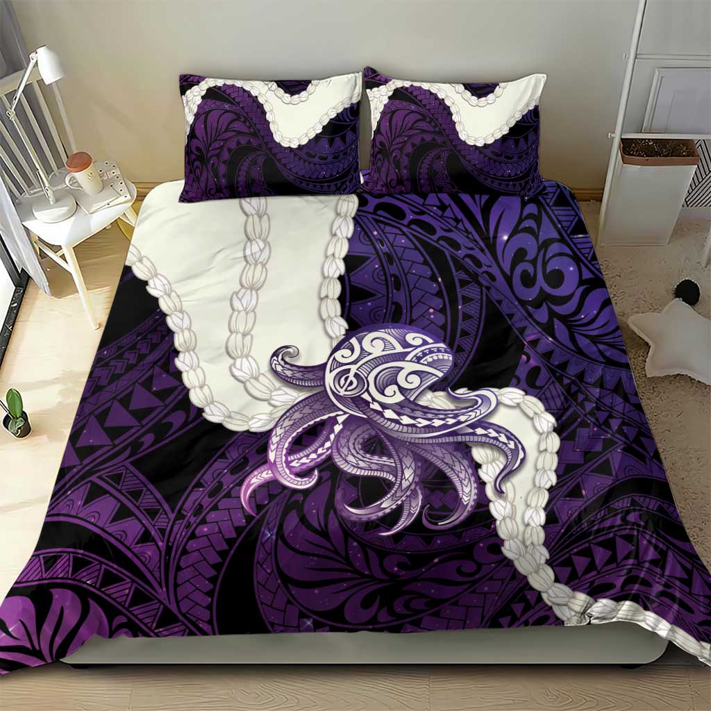 Purple Galaxy Polynesia Tribal Octopus Tattoo Bedding Set Pikake Lei Polynesian Pattern LT14 - Polynesian Pride