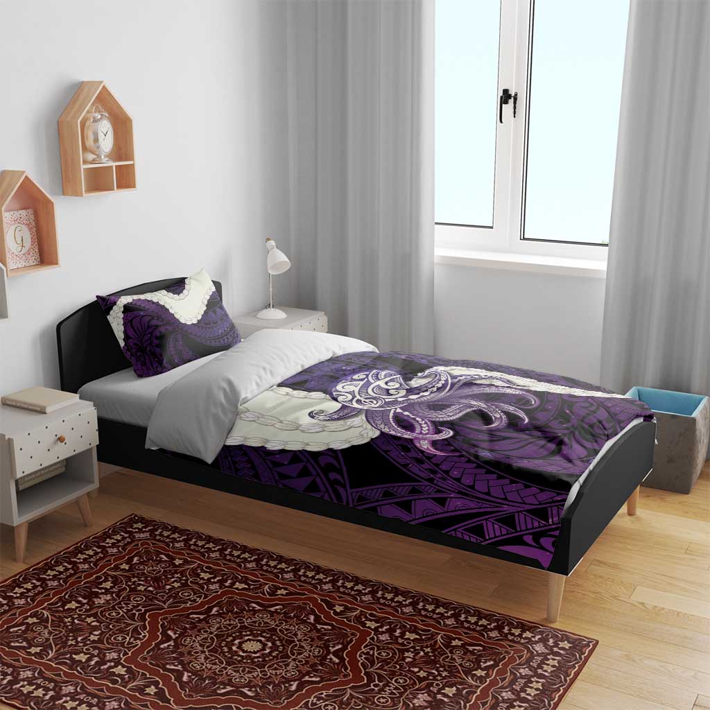 Purple Galaxy Polynesia Tribal Octopus Tattoo Bedding Set Pikake Lei Polynesian Pattern LT14 - Polynesian Pride