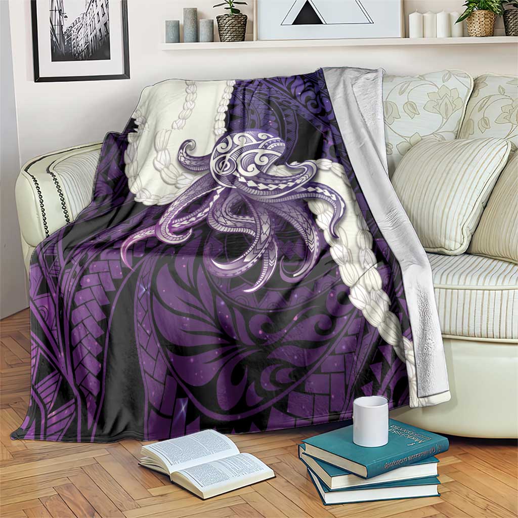 Purple Galaxy Polynesia Tribal Octopus Tattoo Blanket Pikake Lei Polynesian Pattern LT14 Purple - Polynesian Pride