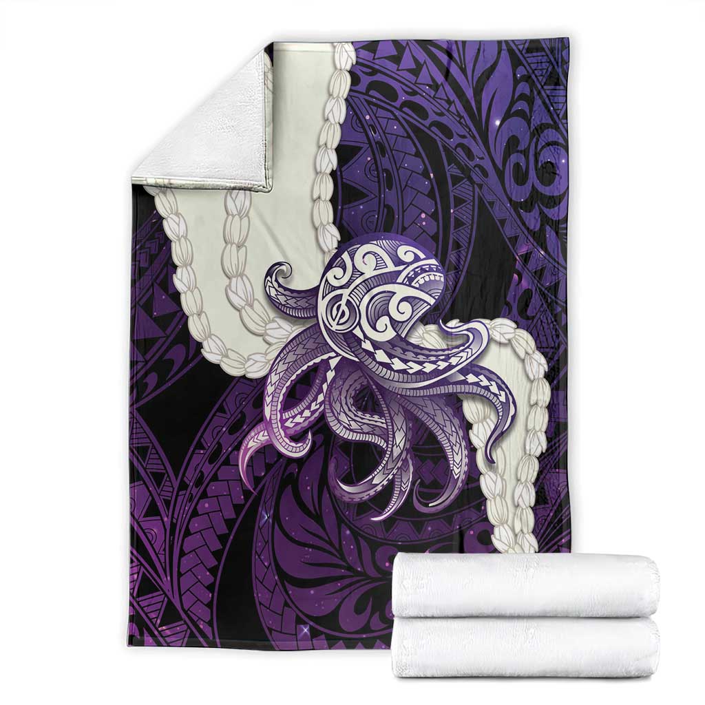 Purple Galaxy Polynesia Tribal Octopus Tattoo Blanket Pikake Lei Polynesian Pattern LT14 - Polynesian Pride
