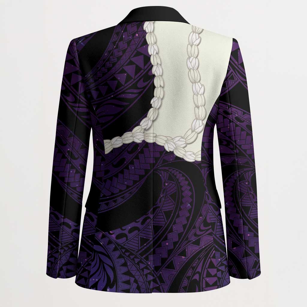 Purple Galaxy Polynesia Tribal Octopus Tattoo Blazer Pikake Lei Polynesian Pattern LT14 - Polynesian Pride