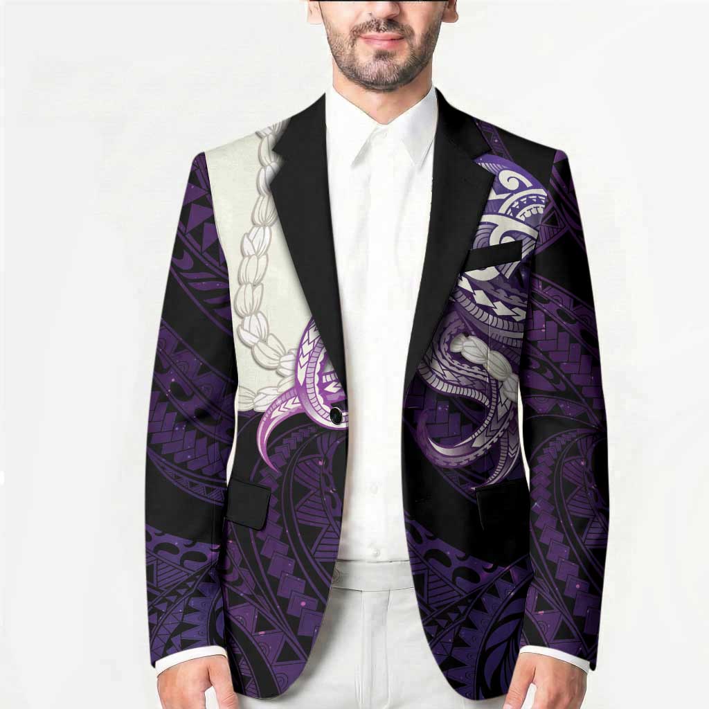 Purple Galaxy Polynesia Tribal Octopus Tattoo Blazer Pikake Lei Polynesian Pattern LT14 - Polynesian Pride
