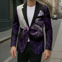 Purple Galaxy Polynesia Tribal Octopus Tattoo Blazer Pikake Lei Polynesian Pattern LT14 - Polynesian Pride