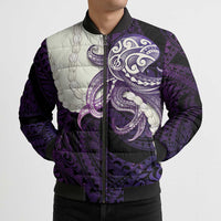 Purple Galaxy Polynesia Tribal Octopus Tattoo Bomber Puffer Jacket Pikake Lei Polynesian Pattern LT14 - Polynesian Pride