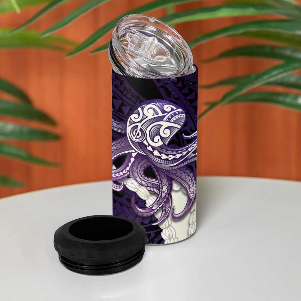 Purple Galaxy Polynesia Tribal Octopus Tattoo 4 in 1 Can Cooler Tumbler Pikake Lei Polynesian Pattern LT14 - Polynesian Pride
