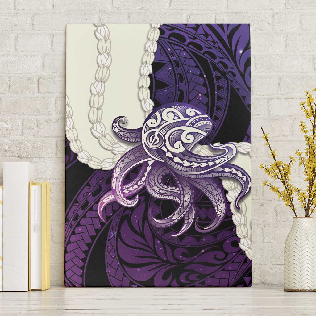 Purple Galaxy Polynesia Tribal Octopus Tattoo Canvas Wall Art Pikake Lei Polynesian Pattern LT14 Without Frame Purple - Polynesian Pride