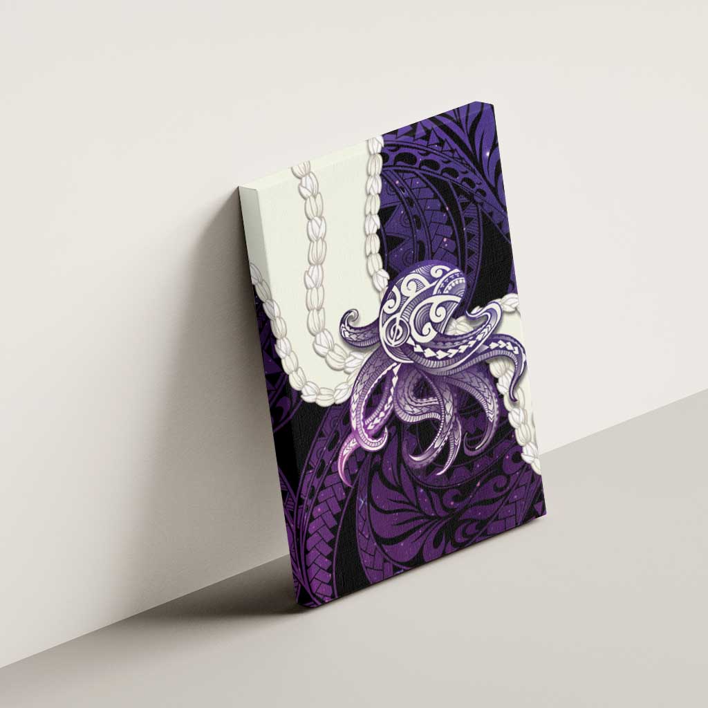 Purple Galaxy Polynesia Tribal Octopus Tattoo Canvas Wall Art Pikake Lei Polynesian Pattern