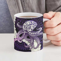 Purple Galaxy Polynesia Tribal Octopus Tattoo Ceramic Mug Pikake Lei Polynesian Pattern LT14 - Polynesian Pride