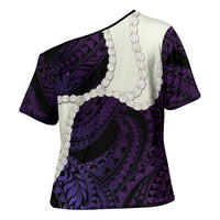 Purple Galaxy Polynesia Tribal Octopus Tattoo Cross Shoulder Shirt Pikake Lei Polynesian Pattern LT14 - Polynesian Pride