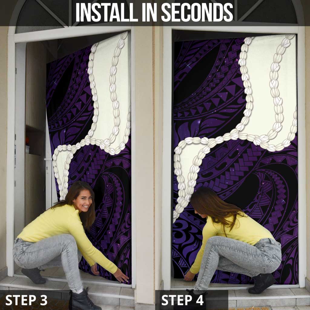 Purple Galaxy Polynesia Tribal Octopus Tattoo Door Cover Pikake Lei Polynesian Pattern LT14 - Polynesian Pride