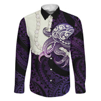 Purple Galaxy Polynesia Tribal Octopus Tattoo Family Matching Mermaid Dress and Hawaiian Shirt Pikake Lei Polynesian Pattern