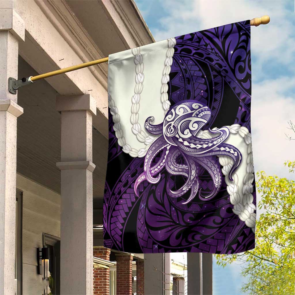Purple Galaxy Polynesia Tribal Octopus Tattoo Garden Flag Pikake Lei Polynesian Pattern LT14 House Flag Purple - Polynesian Pride