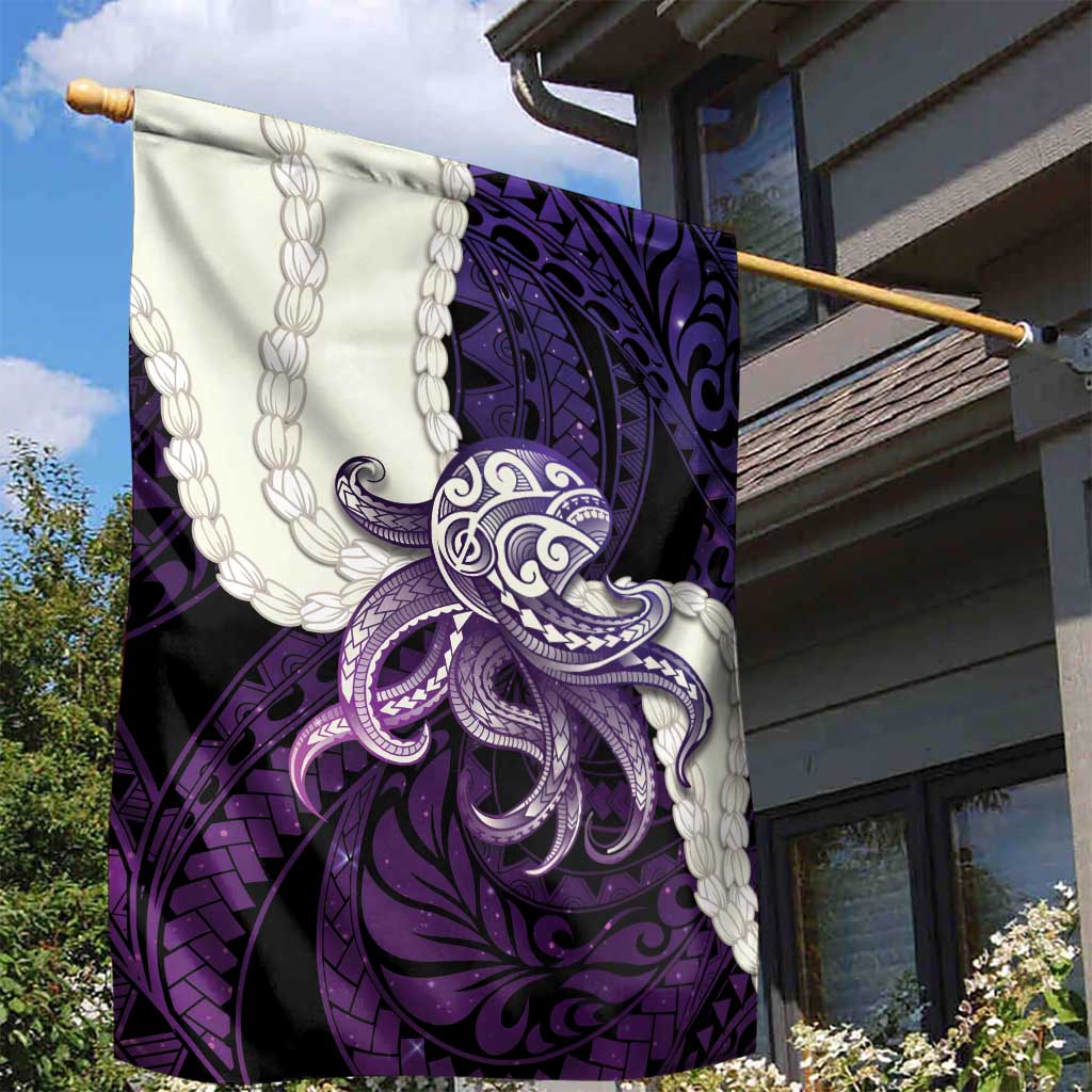Purple Galaxy Polynesia Tribal Octopus Tattoo Garden Flag Pikake Lei Polynesian Pattern LT14 - Polynesian Pride